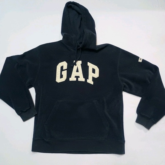 GAP Other - Y2K Vtg GAP Dark Blue Fleece Big Letter Spell Out  Hoodie Small